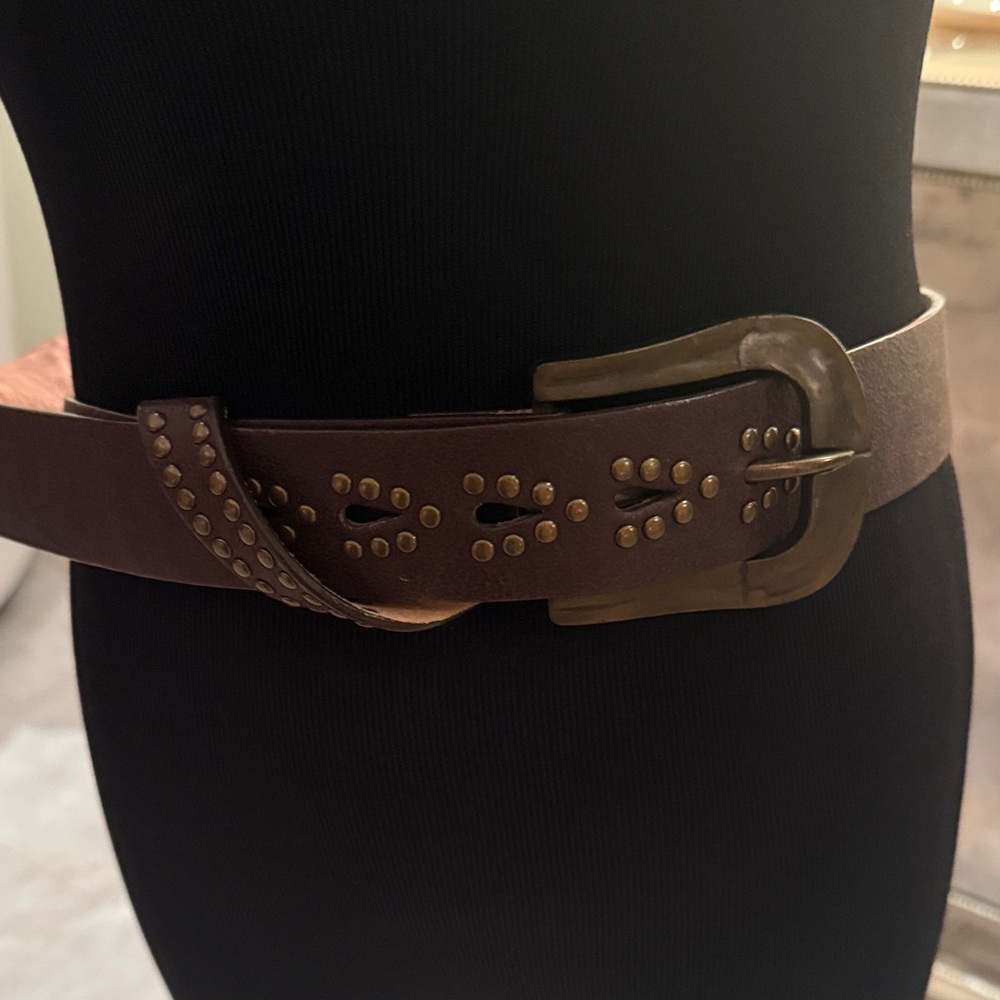 Brown Studded Leather Belt